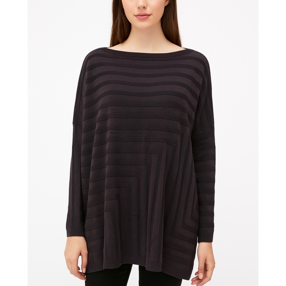 St. John 100% wool Ribbed Pattern super Lightweight Knit oversized sweater EUC